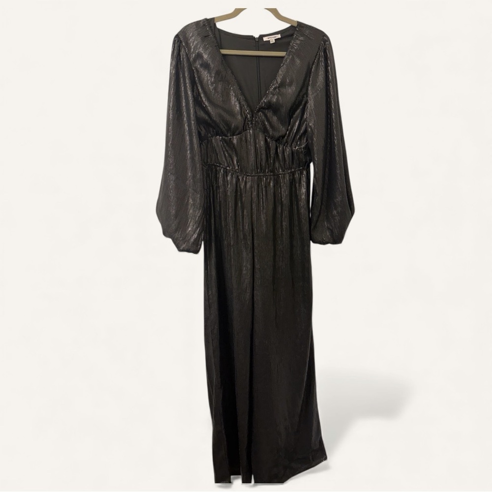 Anthropologie BTFL Black Metallic Wide-Leg Jumpsuit – Size S - NWOT - MSRP $178